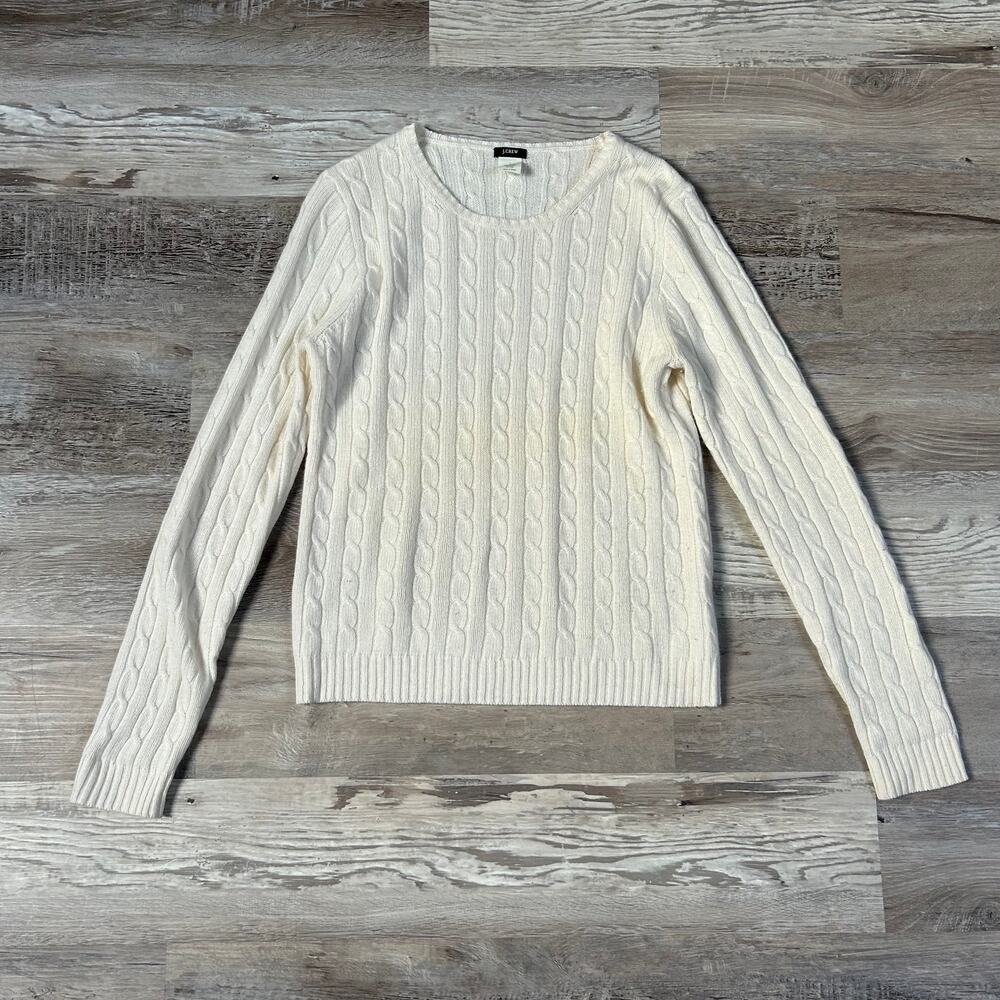 J.Crew Cream Cable Knit Wool Cashmere Blend Sweater Large